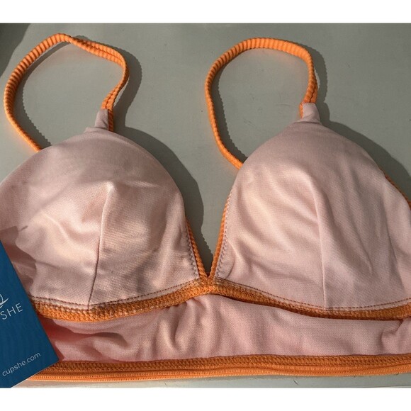 NEW Cupshe Sexy Triangle Bikini Top Orange Adjustable Straps Swimsuit Size Small - Picture 5 of 7
